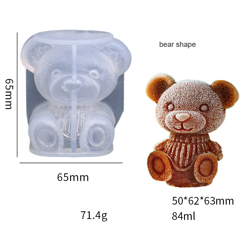 Alihoo Stampo In Silicone 3D Per Cubetti Di Ghiaccio E Cioccolato - Forma Orso E Rosa, Per Caffè, Tè, Mousse, Alimentare - 3