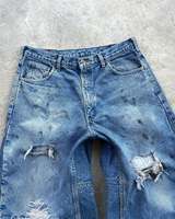 Pantalones Cortos de Mezclilla Vintage Lavados y Desgastados, Estilo Carpenter, con Costuras Reforzadas, Holgados, con Bajo Deshilachado y Manchas de Pintura, Venta al por Mayor