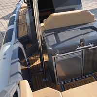 Prix d'usine chinois, bateau pneumatique semi-rigide de 32 pieds, coque en fibre de verre, pliable, Hypalon, bateau pneumatique de luxe