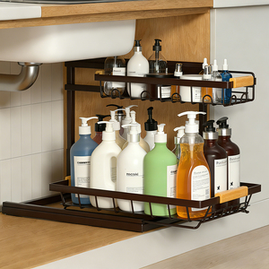 Organisateur coulissant haut de gamme avec étagères réglables - Rangement à double niveau pour vos essentiels de cuisine - Product Image 6