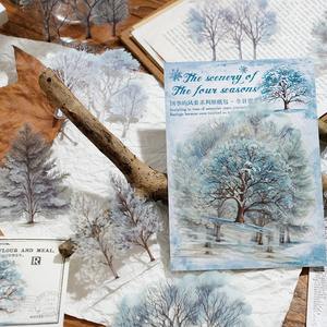 Paquete de Pegatinas de Papel PET con Diseños de Dibujos Animados, Escenas de las Cuatro Estaciones, 20 Pegatinas, 6 Diseños, Autoadhesivas para Cuadernos, Manualidades - Product Image 3