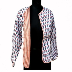 Veste en molleton de coton réversible pour femme, à motifs floraux imprimés indiens, boutonnée, courte, pour l'hiver, séchage rapide, respirante - Product Image 5