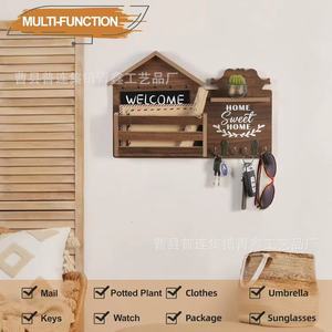 Wooden <b>Wall</b> <b>Mounted</b> Mail And Key Organizer With <b>Shelf</b> Home Sweet Home Welcome Sign For Entryway Bedroom Living Room Storage - Product Image 4