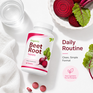 Comprimés de racine de betterave biologique de haute qualité, puissants antioxydants, suppléments de vitamine B9 B12, soutien immunitaire pour adultes, femmes enceintes - Product Image 4