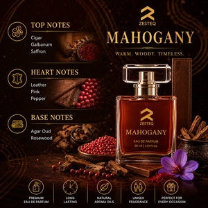 น้ำหอม Zesteq Mahogany Eau De Parfum 30 มล. น้ำหอมพรีเมียมสำหรับผู้ชาย กลิ่นหอมอบอุ่น แนววู้ดดี้ หรูหรา ติดทนนาน กลิ่นเอกลักษณ์เฉพาะตัว - Product Image 5