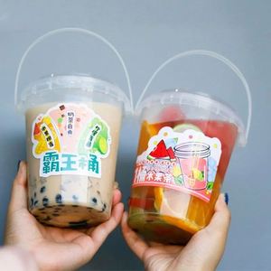 Cheap Price Custom Logo Disposable Takeaway 32oz 1000ml BIG Cups PP Hard Plastic Bubble Tea Fruit <b>Bucket</b> Cups <b>With</b> <b>Lid</b> - Product Image 1