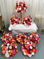 Produit en promotion, boule de fleurs artificielles en soie orange et rose de 40 cm de diamètre, centre de table pour la décoration de table de mariage