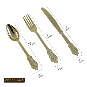 Platos Desechables Transparentes con Borde Dorado para Fiestas, Juego de 175 Piezas con Cubiertos, Servilletas y Vasos, Oferta - Product Image 6