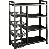 Chariot de rangement métallique multi-niveaux rotatif pour cuisine, étagère épaissie pour fruits et légumes, idéal pour salon et salle de bain