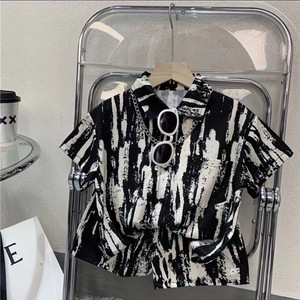 Ensemble à manches courtes pour enfants, chemise et <span class=keywords><strong>short</strong></span> pour garçons, ensemble deux pièces, printemps été, nouveau style coréen, fibre de polyester, floral - Product Image 6