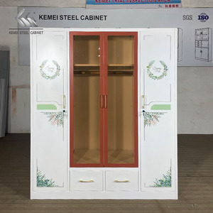 Стальная мебель, железная спальня, <span class=keywords><strong>Almirah</strong></span>, 4 двери, шкаф для одежды со светодиодным современным металлическим шкафом - Product Image 5