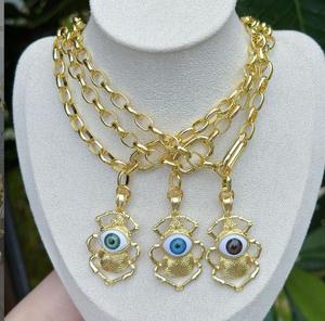 패션 아이 펜던트 목걸이 귀걸이 여성용 트렌디 주얼리 세트 <span class=keywords><strong>14K</strong></span> 주얼리 - Product Image 1