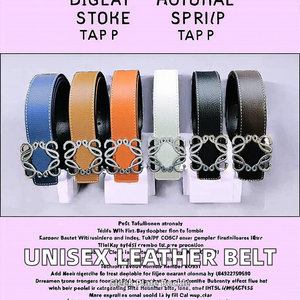 Ceinture décontractée unisexe de créateur avec boucle en alliage finition lisse multicolore pour hommes et femmes - Product Image 2