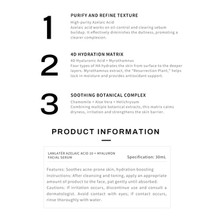 Suero Facial Hidratante con Ácido Azelaico 10 y Ácido Hialurónico, Vitamina C, Iluminador, Venta al Por Mayor - Product Image 4