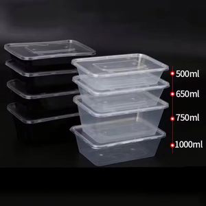 Boîte à lunch jetable de 500 ml, boîte bento rectangulaire, vaisselle en plastique transparent, emballage en gros, boîte à emporter, boîte à repas rapide en PP - Product Image 1