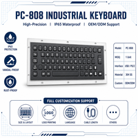 PC-808 Presisi IP65 Keyboard Baja Tahan Karat Industri Tahan Air 65 Tombol USB PS/2 untuk Terminal Mesin CNC Kios Medis
