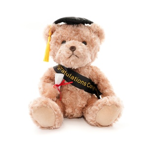 Adorable ours en peluche marron pour la remise des diplômes, jouet en peluche doux avec écharpe et toque pour cadeau de fête universitaire - Product Image 3