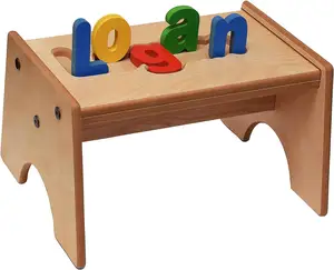 婴儿个性化名称拼图幼儿脚凳定制儿童木制脚凳