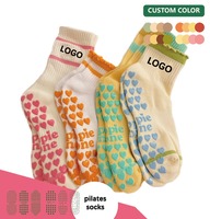 Chaussettes de yoga personnalisées avec broderie pour club de Pilates Chaussettes de Pilates au design mignon Chaussettes de sport imprimées