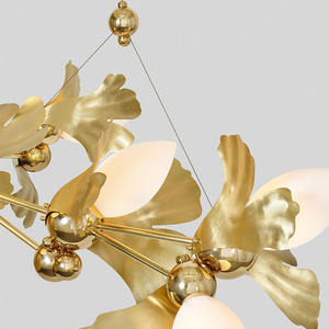 Lampu gantung langit-langit gantung bunga Laurel, lampu gantung untuk ruang tamu lampu gantung Flavia ruang tamu tempat lilin emas mewah modern - Product Image 3