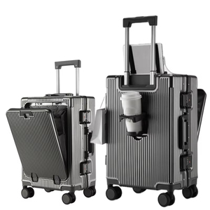 Valise de cabine à ouverture frontale avec porte-gobelet USB, cadre en aluminium, compartiment pour ordinateur portable et serrure à combinaison, pour le voyage - Product Image 6