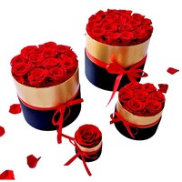 Bunga Awet Kustom - Buket Mawar Abadi Bergaya Kotak Persegi Berpinggir Emas Buatan Pabrik Hadiah Hari Valentine Cina