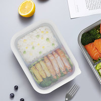 Boîte à bento en métal passe au micro-ondes diviseur pour enfants boîte à lunch transparente hermétique en acier inoxydable couvercle en silicone sans BPA