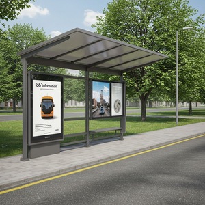 Moderna Stazione Autobus Esterna con Telaio in Acciaio Zincato Progettato su Misura e Sedute Lunghe per l'Alloggiamento dei Passeggeri - Product Image 2