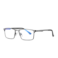 Gafas de Sol Rectangulares Pequeñas con Armazón de Titanio Metálico Anti-Luz Azul de Alta Calidad para Hombre, para Trabajar con Ordenador