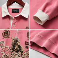 T-shirt thermique gaufré à manches longues TaiDe certifié BSCI 280GSM, imprimé crâne gothique et flammes, ourlet brut, vente en gros, fabricant pour hommes