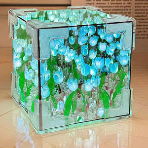수제 DIY 거울 튤립 3D LED 야간 조명 따뜻한 색상 미니 USB 침실 홈 장식용 AAA 배터리로 구동 - Product Image 4