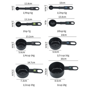 Plastic Measuring Spoons And Cups Set Black Food Grade For Baking Coffee Milk Powder 15 Ml Modern Style - Product Image 3