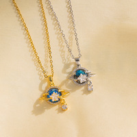 SMing 18K Plaqué Or Zircon Planète Étoile En Acier Inoxydable Collier Pendentif Bijoux De Mode Chaîne pour Femmes