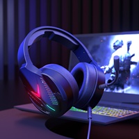 Headset Pemutar Suara Surround Stereo, Kualitas Tinggi 3.5Mm PS4/PS5/PC Bando Gaming Pengurang Kebisingan Headset Gaming Rgb