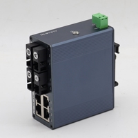 9-57V Switch Industri Mini Outdoor Din Rail Tanpa Manajemen 4 Port 10/100Mbps 10Gbps Konverter Media Fiber SC 0-20KM -35C~+75C