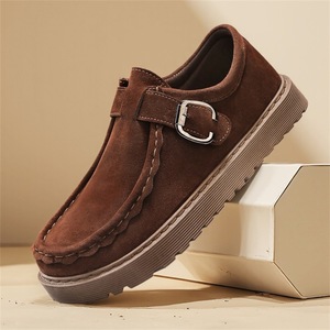 Zapatos de Cuero Casuales para Hombre, Estilo Británico Retro, Sin Cordones, Diseño Sólido, Transpirables, Antideslizantes, Otoño 2025 - Product Image 3