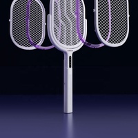 Raquette anti-moustiques télescopique à angle réglable, 2 en 1, avec lumière UV, rechargeable, pour la maison et le jardin