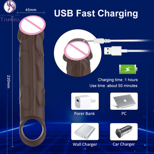 Dildo-Hülle Kondom mit Kabelloser Fernbedienung, 10-Frequenz-Vibrationssteuerung, USB-Aufladung, Tragbarer vibrierender Dildo, Sexspielzeug für Männer - Product Image 6
