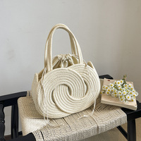 Sac fourre-tout unique en corde de coton tressée 2026 avec cordon de serrage, grande capacité, pour femme, plage et usage quotidien