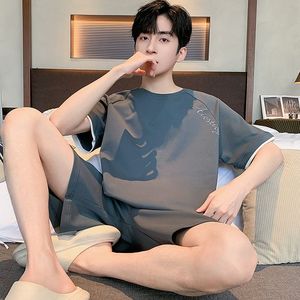 Verano nuevo algodón hombres <span class=keywords><strong>pijamas</strong></span> cuello redondo moda Casual suave cómodo transpirable fresco guapo hogar <span class=keywords><strong>Pijamas</strong></span> - Product Image 3