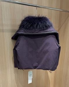 Модная роскошная укороченная куртка OUDINA с воротником из натурального меха енота, теплая, свободного кроя, для женщин - Product Image 3