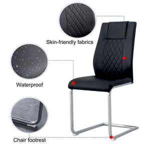 Chaises de salle à manger contemporaines en cuir PU de luxe, style industriel moderne avec pieds en chrome pour la maison ou la salle de bain - Product Image 6
