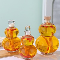 Bouteille haut de gamme en verre blanc transparent en forme de gourde pour Baijiu, bouteille vide pour liqueur faite maison, 500 ml, avec couvercle hermétique pour thé au lait, Xuzhou