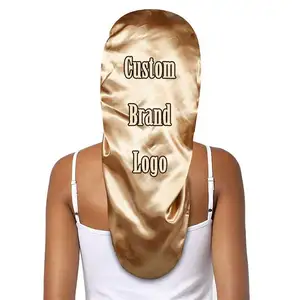 Low MOQ Bonnets Custom Logo Long Braid Bonnet Silk Hair Bonnets Women Satin