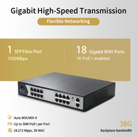 Switch PoE Gigabit Administrado en la Nube, 16 Puertos GE PoE+, 2 GE Uplink, 1 Ranura SFP, 240W, 802.3af/at, Gestión Remota por Aplicación Web para Cámaras IP
