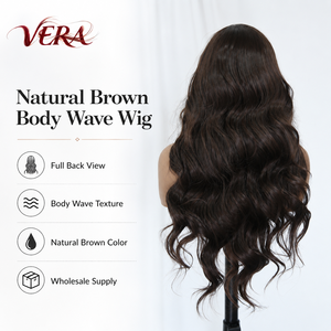 Perruques synthétiques en fibre <span class=keywords><strong>Futura</strong></span> HD 13x4 Lace Front à raie libre 330g, ondulées naturelles, brunes, effet mat, résistantes à la chaleur pour femmes - Vente en gros - Product Image 3