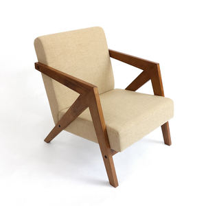 Poltrona in Legno Massello Stile <span class=keywords><strong>Pierre</strong></span> Jeanneret con Rivestimento in Tessuto Bouclé per Casa e Ufficio - Product Image 6