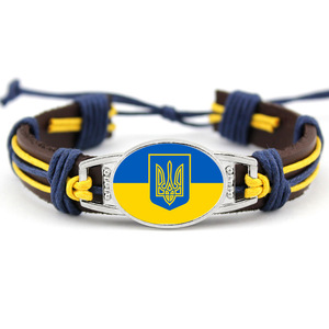 Bandera <span class=keywords><strong>de</strong></span> República Dominicana PU Pulsera <span class=keywords><strong>de</strong></span> cuero <span class=keywords><strong>de</strong></span> vaca Do Trademark Hand Woven Color Wax String Time Gem - Product Image 3