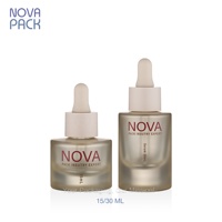 Flacon compte-gouttes en verre dépoli beige coloré 15ml 20ml 30ml bouteilles en verre à fond épais emballage de sérum bouteille de soins de la peau avec essuie-glace