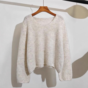 Suéter de Punto Holgado con Cuello Redondo para Mujer, Marca ZY, Manga Larga, Grosor Medio, Transpirable, Color Sólido, para Primavera y Otoño - Product Image 1